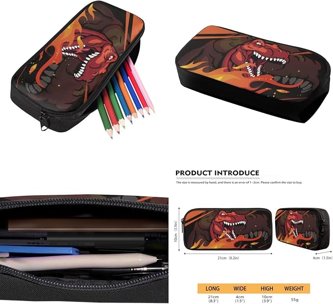 Flame Red Dinosaur SchoolBags for Boys 7-10 Kids Backpack and Lunch Box Set for Elementary Preschool Student with Zipper Pencil Case Water Bottle Sleeve Lightweight Bookbags School Supplies - Image 5