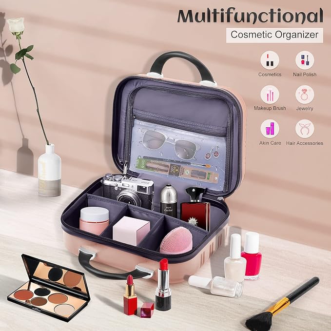 14 inch Hard Shell Makeup Train Case Portable PC ABS Mini Suitcase for Organizer Cosmetics Makeup Brushes Toiletry - Image 3