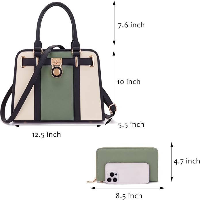 Qiyuer Structured Satchel Tote Handbags Set Women Purses with RFID Wallet | Premium, Sturdy, Spacious, Chic for Daily & Work, Vegan PU Leather, Multi-way Carry, Large Capacity RFID Wallet, Ideal Gift - Image 3