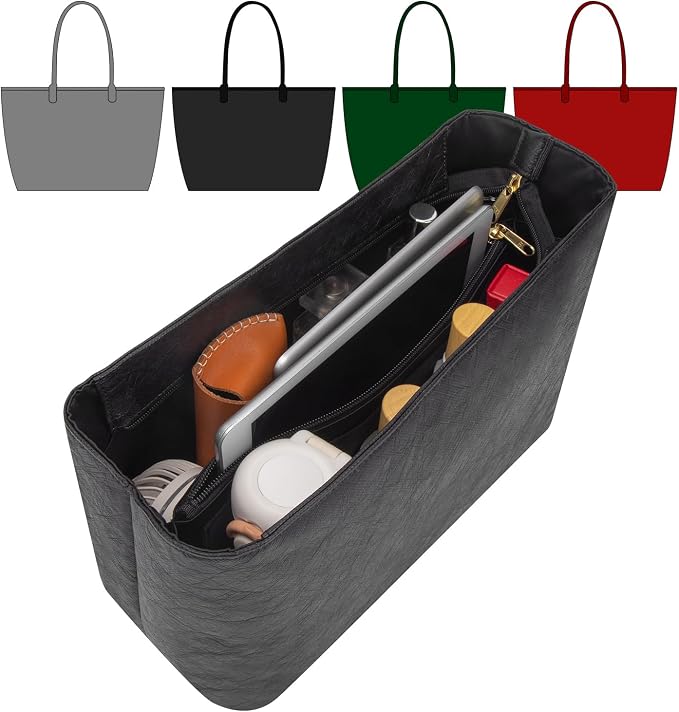Tote Bag Organizer Insert Compatible with Geya Sain Louis GM Bag, Dupont Paper Purse Inner, Makeup Liner HandBag Shaper (Black, GM) by CRAZYSMITH