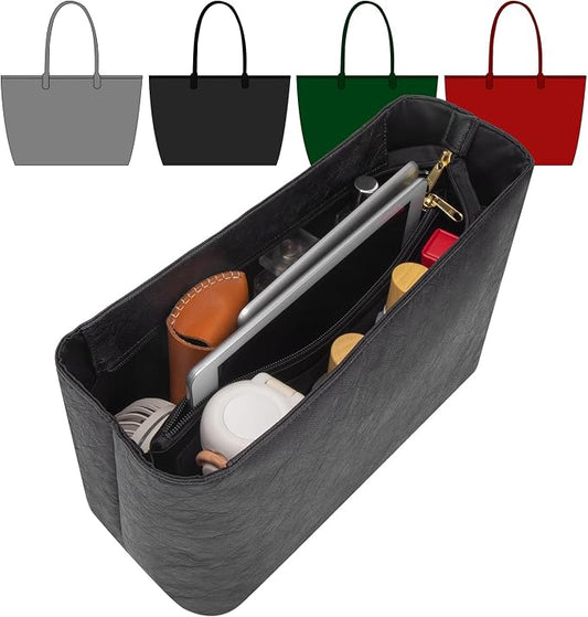 Tote Bag Organizer Insert Compatible with Geya Sain Louis GM Bag, Dupont Paper Purse Inner, Makeup Liner HandBag Shaper (Black, GM) by CRAZYSMITH