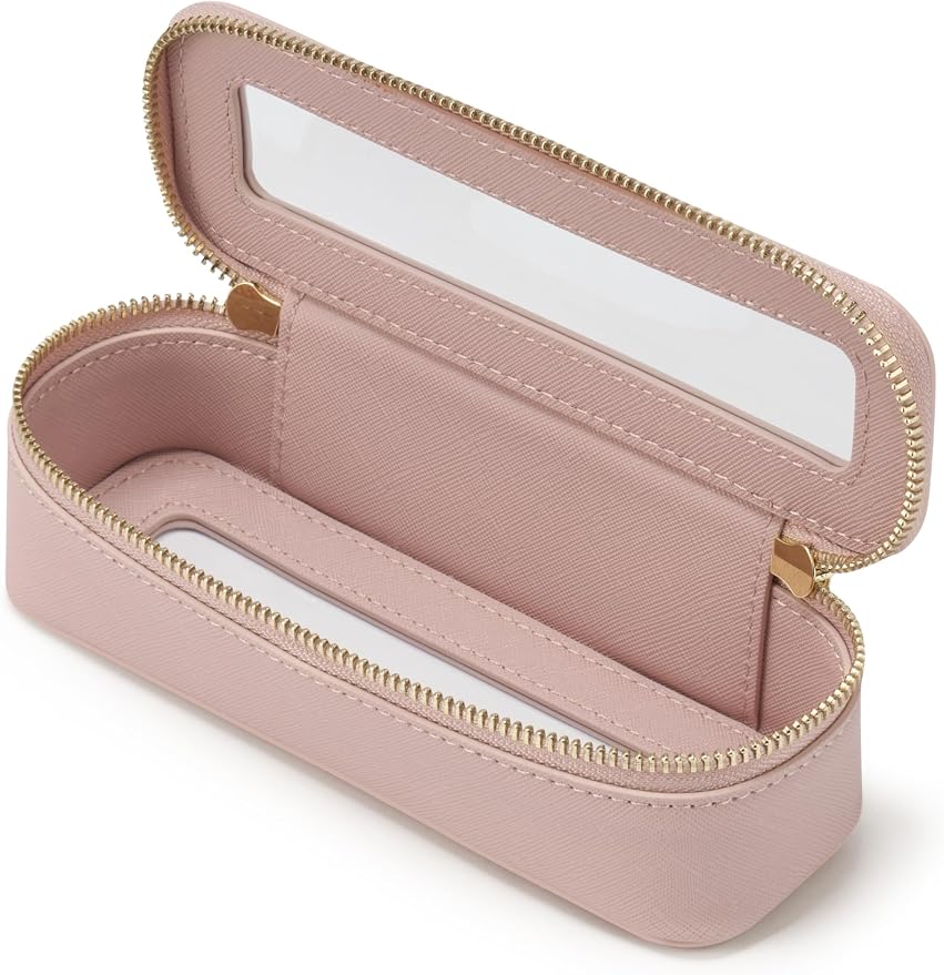 Popvibe Makeup Brush Travel Case Slim Makeup Bag for Women Clear Cosmetic Bag Cute Makeup Case Pink Toiletry Bag for Traveling Transparent Car Makeup Bag Aesthetic Makeup Brush Bag by POPVIBE