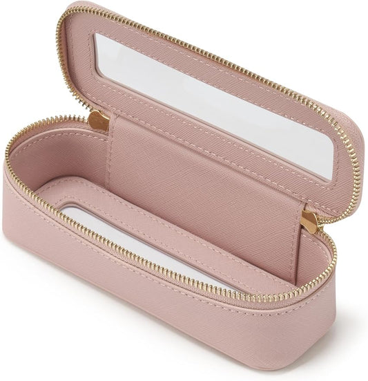 Popvibe Makeup Brush Travel Case Slim Makeup Bag for Women Clear Cosmetic Bag Cute Makeup Case Pink Toiletry Bag for Traveling Transparent Car Makeup Bag Aesthetic Makeup Brush Bag by POPVIBE