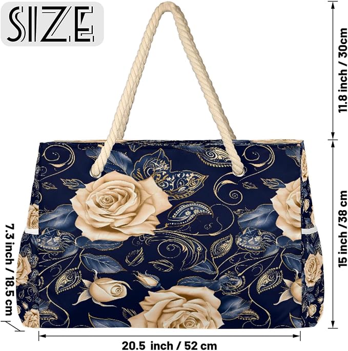 Large Beach Bag with Zipper Beach Bags for Women Water Resistant Swim Pool Bag - Image 3