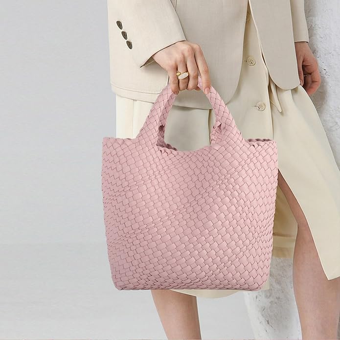 JINMANXUE Fashion Woven Bag Shopper Bag Travel Handbags and Purses Women Tote Bag Large Capacity Shoulder Bags - Image 3