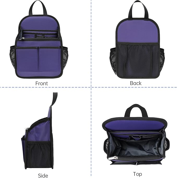 Mini Premium Rugged Backpack Purse Organizer Insert for Women Fashion Small Backpack-19 Pockets,Padded Water-repellent Nylon-Purple - Image 9