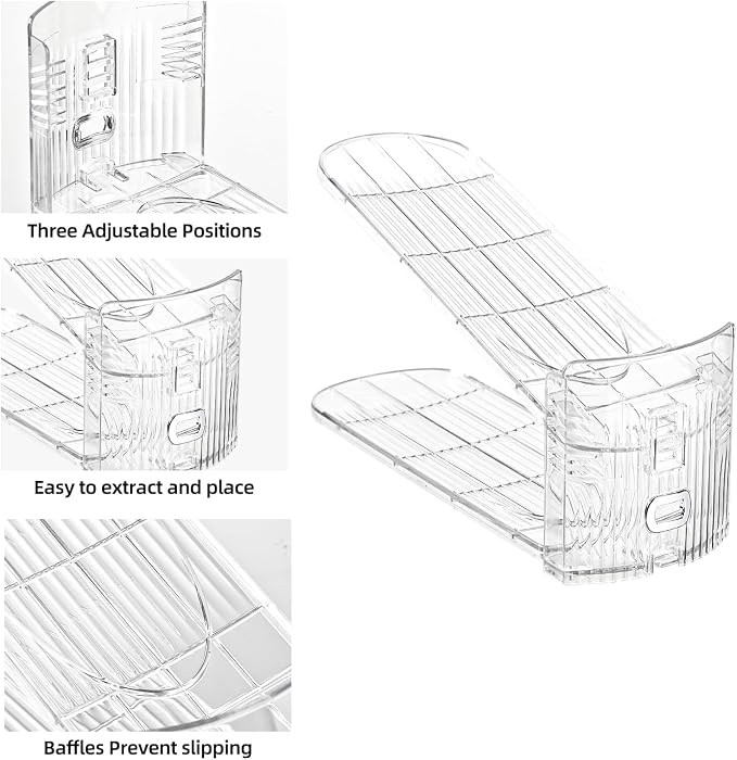 Shoe Slots Organizer，12Pack Clear Shoe Stackers for a Pair of Shoes,Adjustable Shoe Rack with Three Levels，Shoe Storage Shoe Space Saver - Image 4