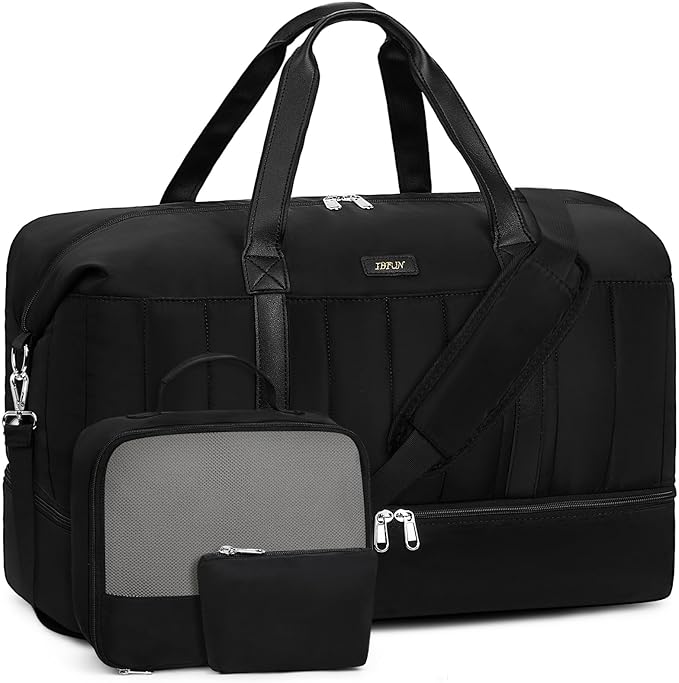 IBFUN Weekender Bags for Women, Travel Duffle Bag with Shoe Compartment Carry on Weekender Overnight Duffel for Weekend Travel Business Trip 3PCS by IBFUN