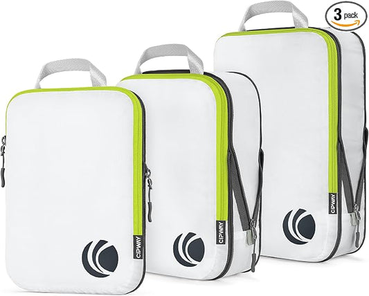 Cipway Compression Packing Cubes Set, Ultralight Expandable Travel Packing Organizers for Carry on Luggage (White 3pcs) by Cipway
