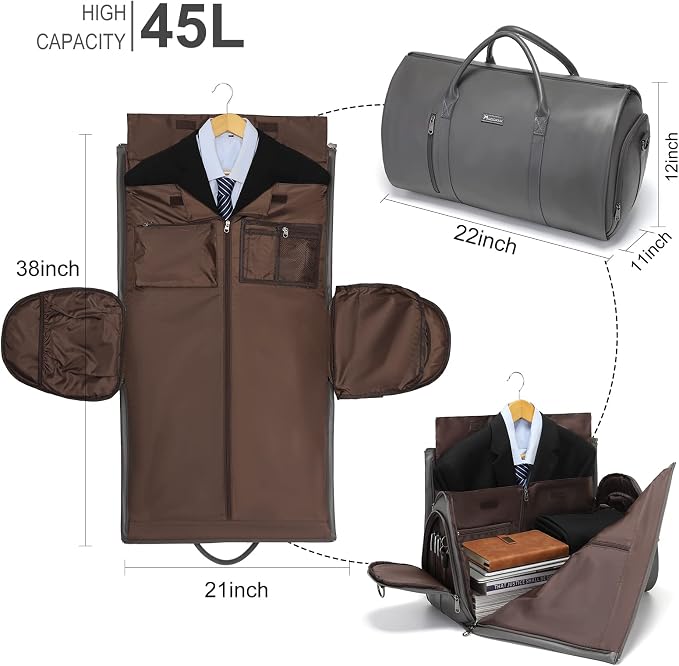 Convertible Garment Bag, Carry-On Suit Bag with Shoulder Strap | 2-in-1 lightweight garment travel bag for men and women, suit bag with shoulder strap for weekend getaways - Image 2