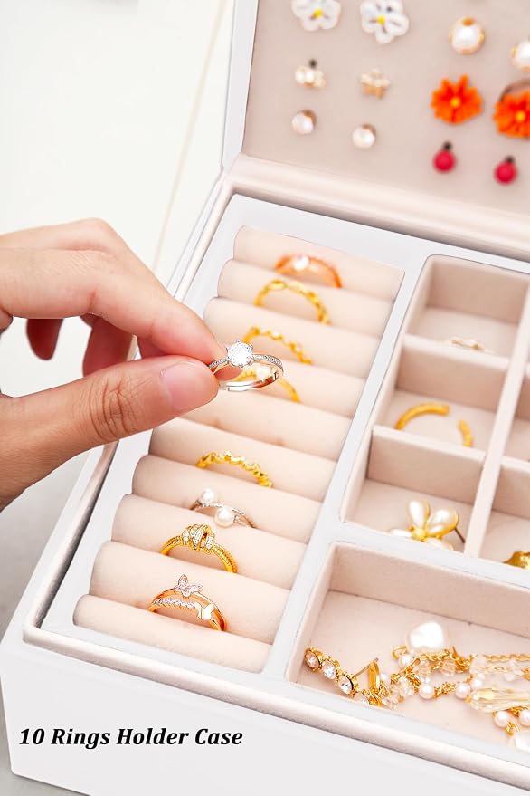 QBestry Jewelry Box for Earrings, Teen Girls Jewelry Organizer Box Earring Holder Organizer for Girls Jewelry Box Stud Earring Organizers for Girls Earrings Jewelry Boxes for Women Bling - Image 7