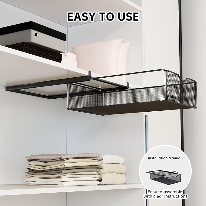 2 Pack Underwear Sock Drawer Organizer Set, Pull-Out Storage Baskets for Bra & Clothing, Closet & Dorm Room Organization Essentials(Black) - Image 6