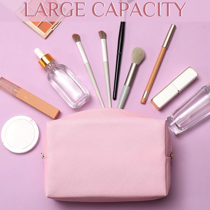 100 Pack Aesthetic Makeup Bags Bulk PU Leather Cosmetic Pouches Waterproof Toiletry Bags Makeup Pouches Bulk for Teen Girls Women Party Gift Travel Storage Back to Teacher Gift (Pink) - Image 5