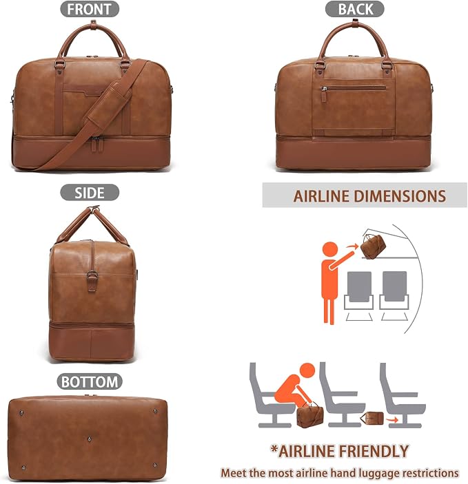 Wogarl Weekender Bag for Women Men Large Overnight Bag Travel Duffel Bag with Shoe Compartment Toiletry Satchel Bag Carry On Bag Fit 21" Laptop - Image 8