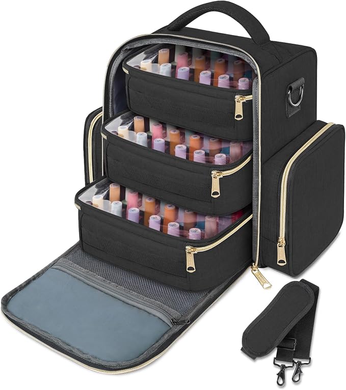 YOREPEK Nail Polish Organizer Holds Up to 72 Bottles (15ml-0.5 fl.oz) | Nail Polish Carrying Case with Zippered Pockets & 3 Removable Pouches for Manicure Tool, Supplies, Nail Lamp, Gifts for Women - Image 9