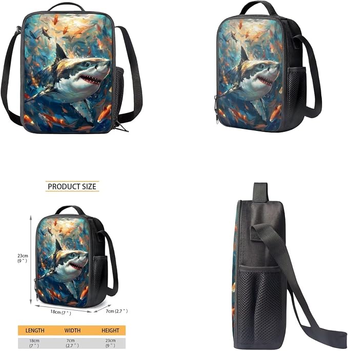 Shark Backpack for Boys Kids Backpack with Lunch Box Water Bottle Holder with Strap and Soft Pencil Case 4PCS Set Sturdy Bookbag with Front Pocket for School 17 inch Large Capacity School Bag - Image 4