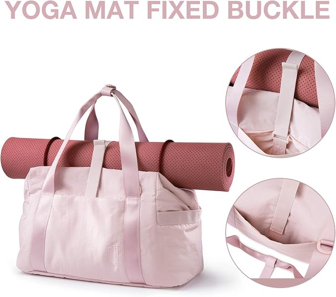 BAGSMART Gym Bag for Women, Carry on Weekender Overnight Bag, Travel Duffel Bags with Trolley Sleeve, Personal Item Travel Bag Tote Bag Workout Dance Bag(Pink,Medium) - Image 4