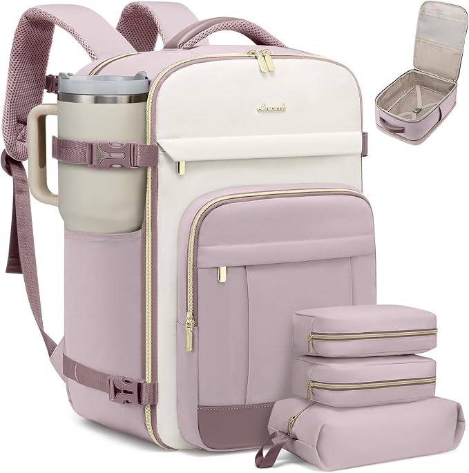 LOVEVOOK 40L Travel Backpack for Women & Men - 17.3 Inch Carry On Backpack & Personal Item Backpack for Airlines, Spacious and Durable Design, with 3 Packing Cubes by LOVEVOOK