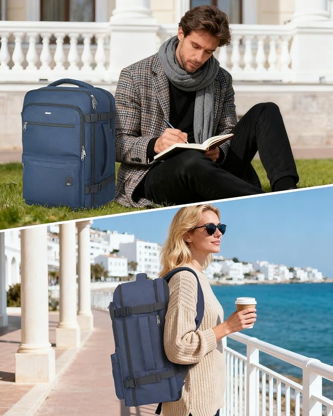 WANDF Travel Backpack For Spirit Airlines Personal Item Bag 18x14x8 with Wet Pocket, 17 Inch Laptop Backpack for Men Women | Frontier Airline Underseat Fit, Fits 17" Laptop, 180°Opening, Travel Backpack - Image 2