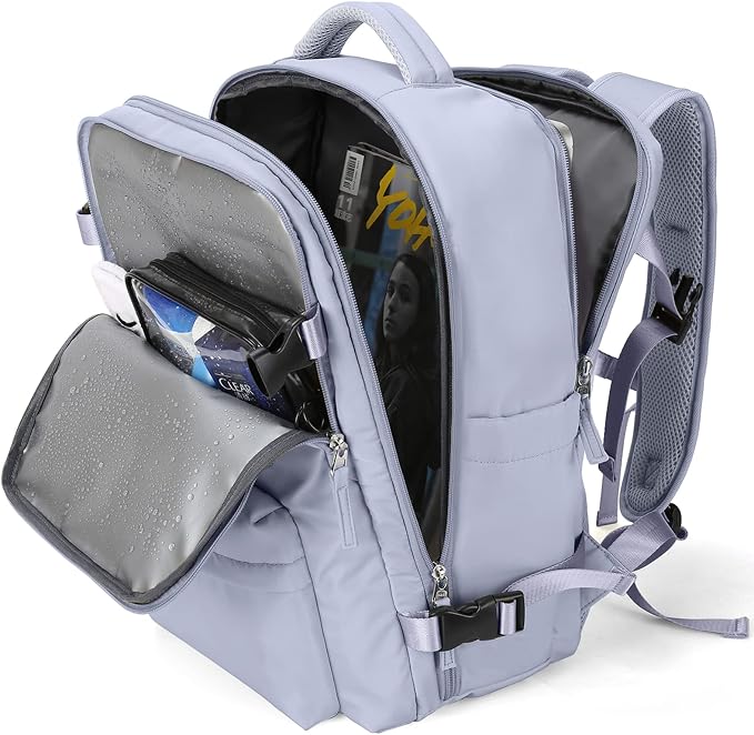 WONHOX Carry on Travel Laptop Backpack Personal Item Size for Women Men Flight Approved,Backpack for Women Travel Bag Hiking Outdoor Sports Rucksack Casual Daypack, Taro Purple by WONHOX