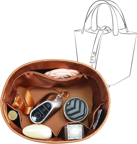 Fits for Picotin 22 Bag Insert, Premium Silk Purse Organizer Insert, Smooth Touch & Lightweight， Luxury Handbag Organizer with Gift Box Fits For Hermes(PC22,Gold) by JLYZMoon