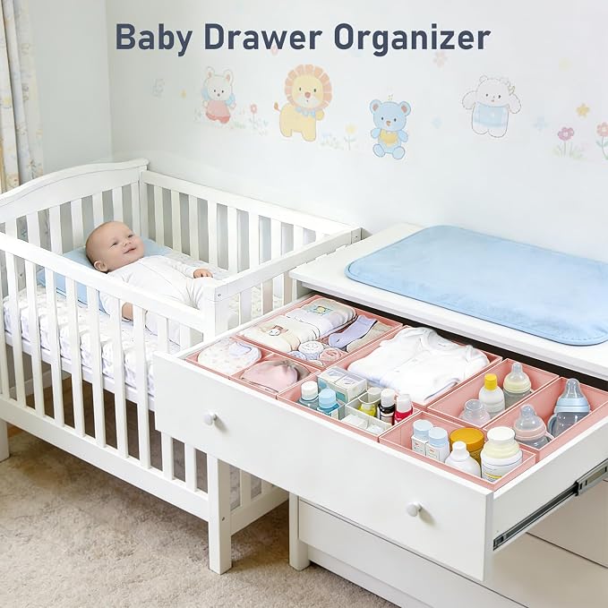 DIMJ Drawer Organizer Clothes - 30 Pack Baby Dresser Organizer for Nursery Closet Organization, Fabric Drawer Organizer Bins for Underwears Socks Bras, Foldable Storage Dividers for Bedroom - Image 2