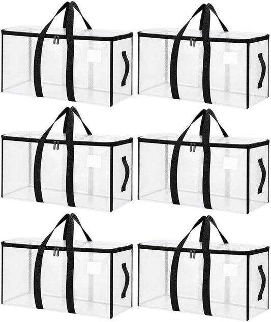 Songrey Heavy Duty Moving Bags, 6 Pack Large Storage Bags with Zipper & Handles, Waterproof Totes Bags for Clothes Packing, Moving, College Supplies, Home Organization by Unknown