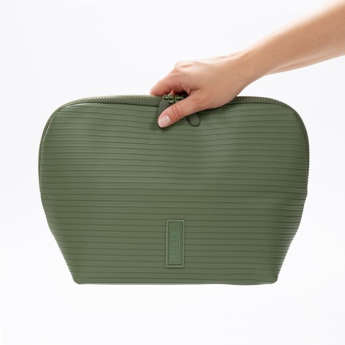 THE VERTI-Vertical Waterproof Makeup & Toiletry Bag | 23-Pocket Organizer with Upright, Fold-Down Design for Skincare, Toiletries & Essentials (Olive) - Image 6