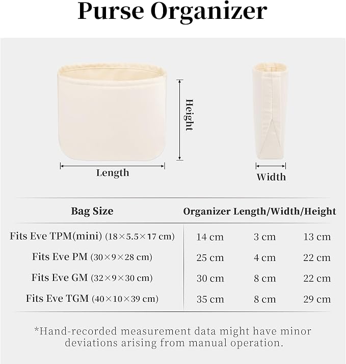 Purse Organizer Insert for Luxury Bag - Satin & Lightweight Fabric with Inside Pockets, Portable for Commute, Travel, Shopping, and Evening, Multicolor Options, Fits Evelyne 29 PM(Craie, PM) - Image 9