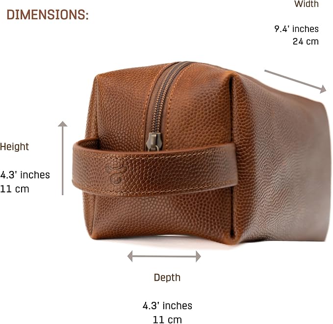 Leather Toiletry Bag for Men – Water Resistant Travel Dopp Kit - Premium Full Grain Leather Cosmetic Case- Perfect Gifts for Him - Mens Toiletry Bag (Honey) - Image 4