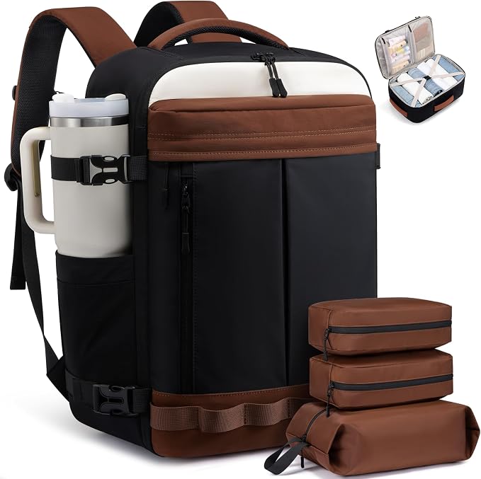 LOVEVOOK 50L Travel Backpack for Women Men, Airline Approved Carry On Luggage with 3 Cubes Accessories, TSA Personal Item Travel Cruise Essentials, Waterproof Weekender Overnight Bags fits 17" Laptop by LOVEVOOK