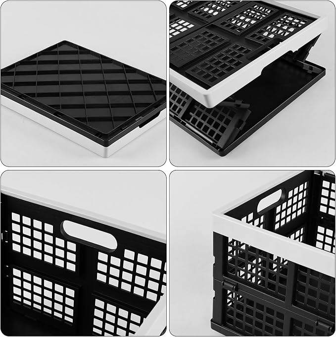 2-Pack 34 L Plastic Collapsible Storage Crates, Stackable Basket Bin | Foldable Milk Crate - Image 6