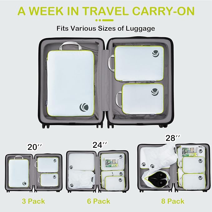 Cipway Compression Packing Cubes, Ultralight Luggage Organizer Bags, Travel Essentials for Carry on Suitcase (3 Piece,White) - Image 7