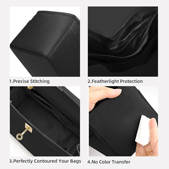 DGAZ Silk Purse Organizer Insert for Birkin Bag(Black,BK50) | Soft and Lightweight,Perfect Fit,Multi-pocket Storage,Bag Protector,Luxury Bag Care,Handmade,for Smooth Bag Organizer - Image 4