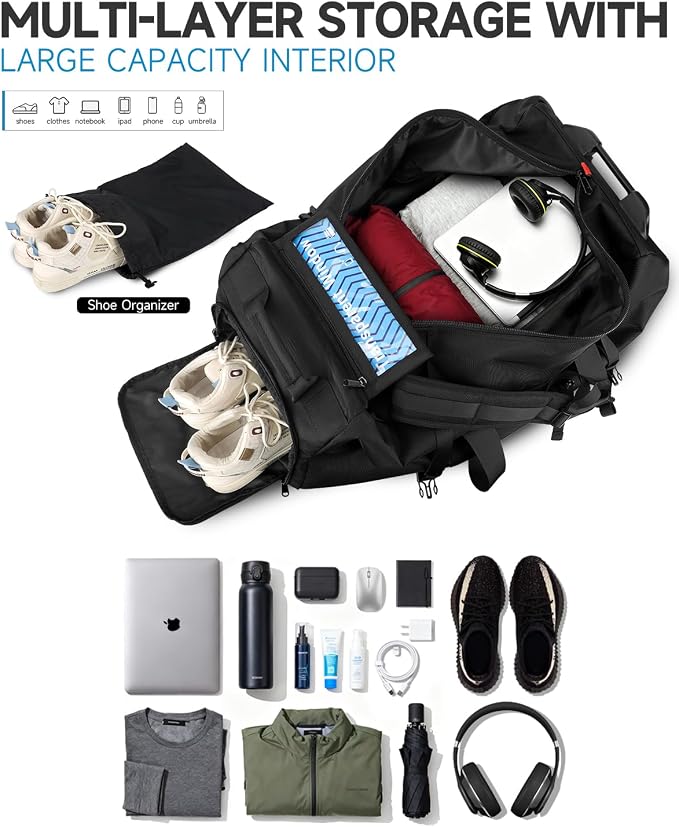 Foldable 120L Rolling Duffle Bag with Wheels | Extra Large Travel Duffle Bag with Shoes Compartment, Backpack Straps Gym Bag for Weekend & Overnight Trips, Camping, Moving | Includes 3 Packing Cubes - Image 8