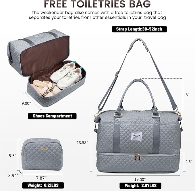 LOVEVOOK Travel Duffle Bag,Weekender Bags for Women with Shoe Compartment，Carry on Overnight Bag with Toiletry Bag,Gym Duffel Bag with Wet Pocket, Hospital Bags for Labor and Delivery - Image 2