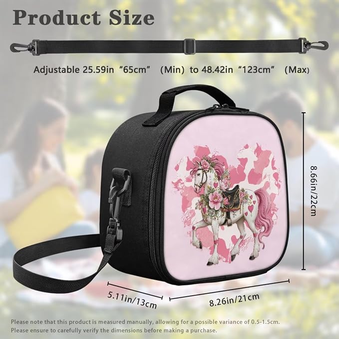 Floral Cowgirl Horse Girls Backpack Set 4-Piece, Waterproof Lightweight School Bag with Insulated Lunch Box & Pencil Case, Cute Western Bookbag Back to School - Image 5