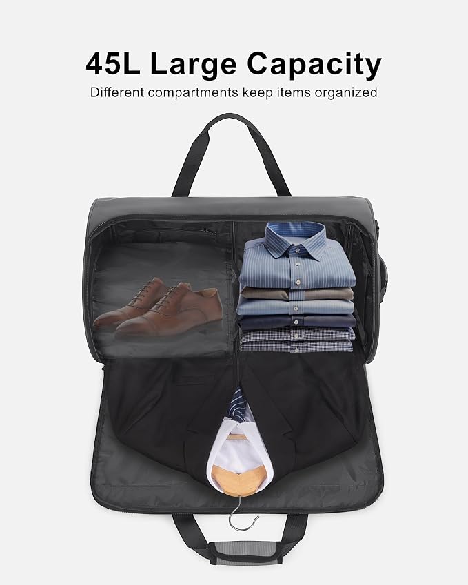 NPBAG Convertible Garment Duffle Bags for Travel - Carry on Garment Bag, Suit Bag for Men & Women, 3 in 1 Foldable Travel Duffle Backpack with Shoulder Strap (Woven Grey) - Image 4