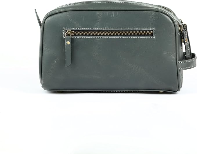 KomalC Leather Toiletry Bag for Men & Women – Handcrafted Travel Grooming Kit with Water-Resistant Lining and Secure Zipper Closure - Image 2