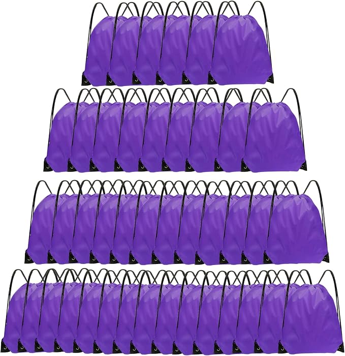 Grneric Drawstring Backpack Bulk 42 Pcs String Backpack Drawstring Bags Cinch Bag Sackpack for Men Women Gym (Purple) by Grneric