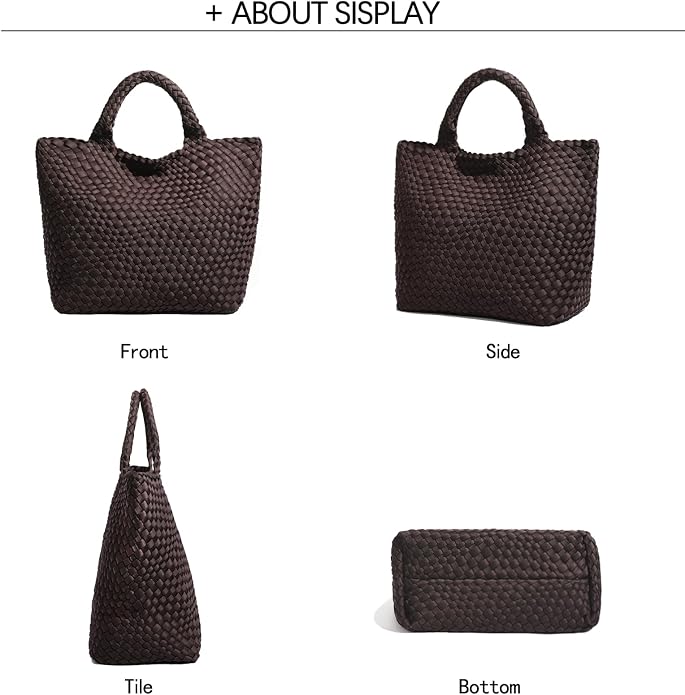 JINMANXUE Woven Hobo Bag For Women Neoprene Tote Bag Large Capacity Handbag Patchwork Handmade Casual Shoulder Bags - Image 5