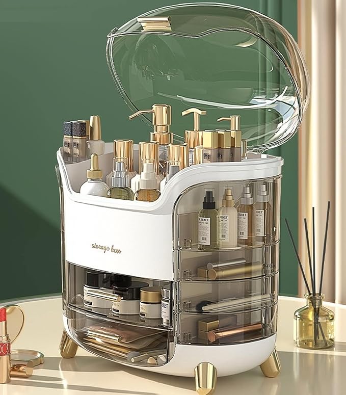 Omeily Upgrade Large Makeup Organizer Countertop Vanity Organizer Cosmetic Organizer Makeup Storage Box Bathroom Counter Organizer Perfume Skincare Organizers Gift Women Clear Design Easy Visibility - Image 2