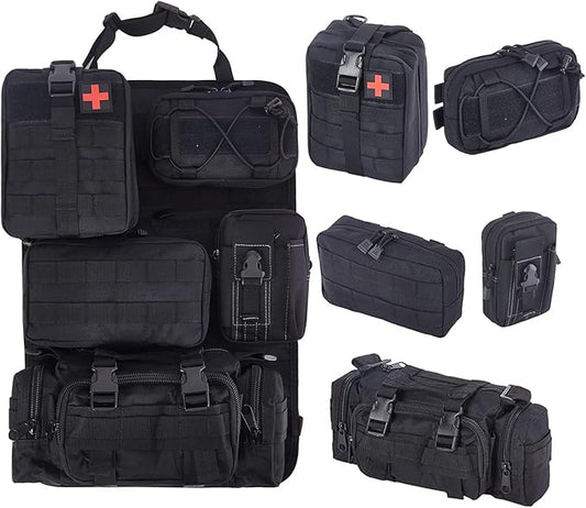 BXBXHD 6 Pack Tactical Truck Organizer Back Seat Storage Car Seat Storage Bag Molle Panels for vehicles, Car and SUV with Lots of Handy Compartments (Black) by BXBXHD