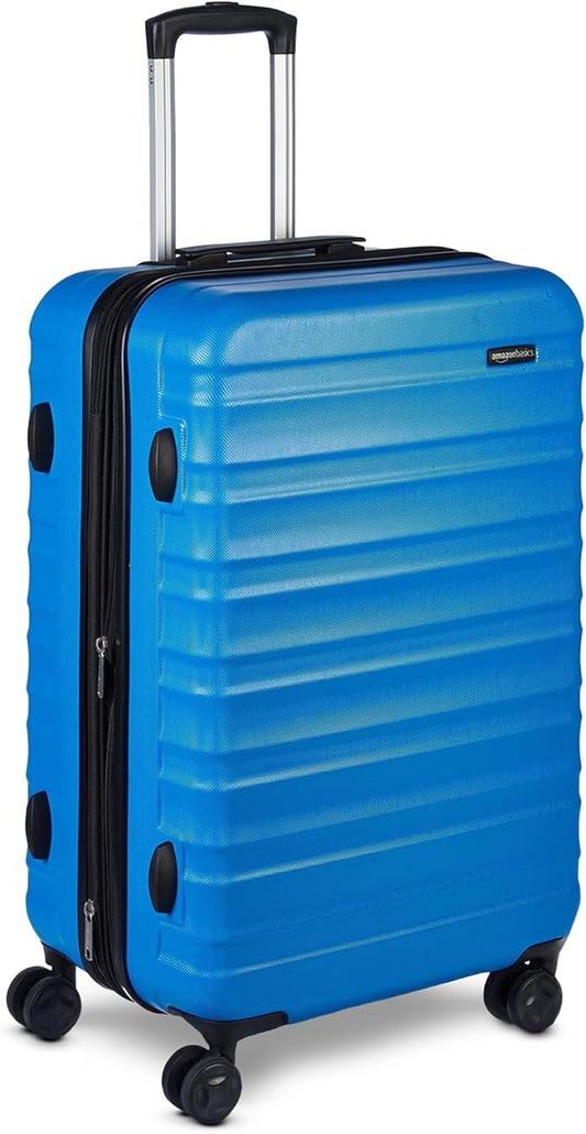 Amazon Basics 26" Hardside Medium Checked Luggage, Expandable For Up to 15% More Space, With Scratch-Resistant Surface, Four Multi-directional Wheels, Light Blue by AmazonBasics