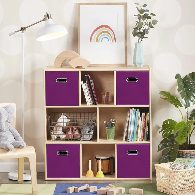 Fabric Cloth Storage Bins,Fabric Cube Organizer with Dual Handles Foldable Cube Storage Baskets for Home Bedroom Storage,Set of 8,(Purple) - Image 5