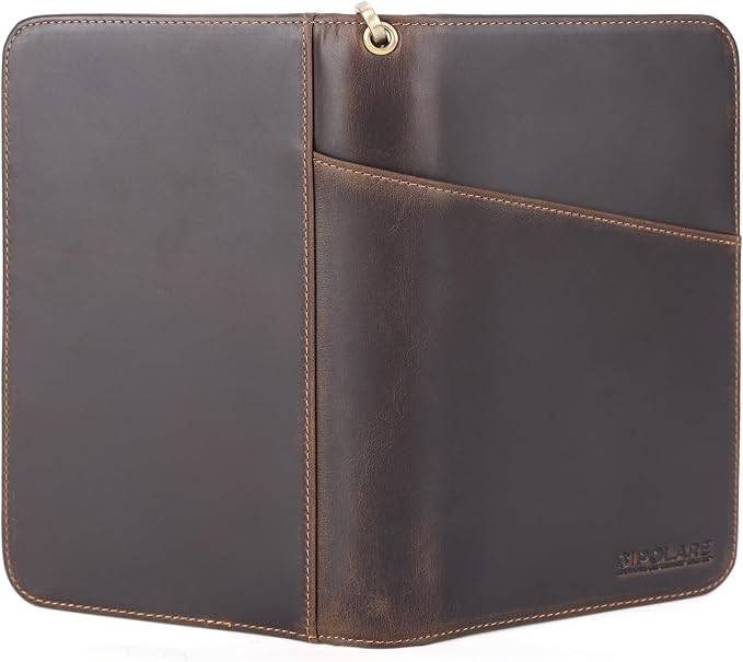 Polare Full Grain Leather Travel Passport Holder RFID Blocking Cover Case Travel Document Organizer Wallet Holders 2 Passports With YKK Zipper (Dark Brown with AirTag Slot) - Image 6