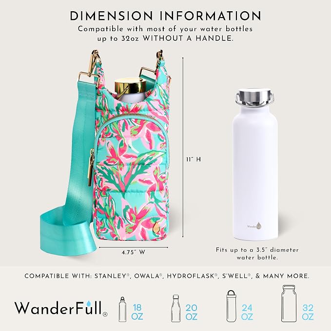 WanderFull® Original HydroBag®, Fits Up to 32 oz Water Bottle Holder with Strap, Gift for Women, Hands-Free Crossbody, Water Bottle Carrier Bag with Phone Pocket - Image 3