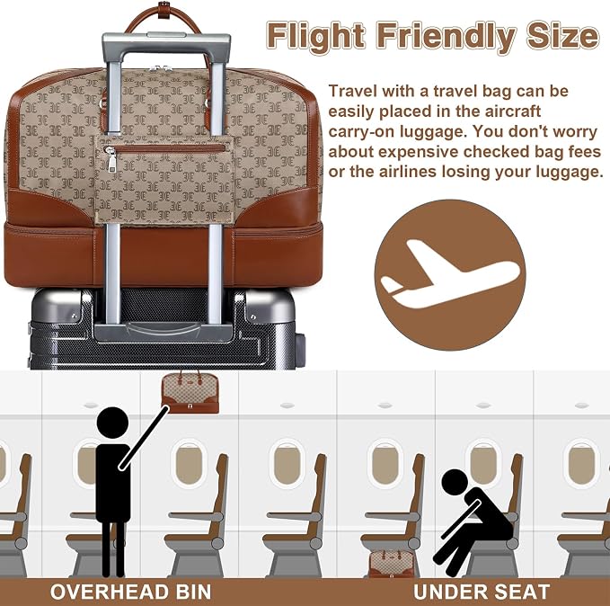 ITIEZY Weekender Overnight Bag for Women - Large Travel Duffel Bag with Shoe Compartment, Gym Duffel Bag Hospital Bag Carry On Tote Bags for Airplanes with Crossbody Bag Toiletry Bag 3Pcs Set - Image 5