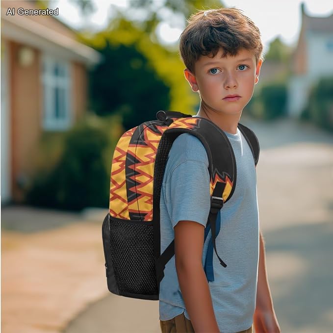 Fire Dinosaur Car Kids Elementary School Backpacks For Boys with Lunch Box Soft Pencil Case Water Bottle Sleeve for Ages 6-10 4Pcs Set 17 Inch Large Capacity Lightweight Supplies School Gift - Image 3
