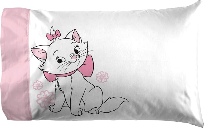Jay Franco Kids Sheet Set with Fitted, Flat Sheets & Pillow Cover - Ultra-Soft Bedding with Pillowcase for Room Decor, White - Aristocats, 4 Piece Full - Image 4